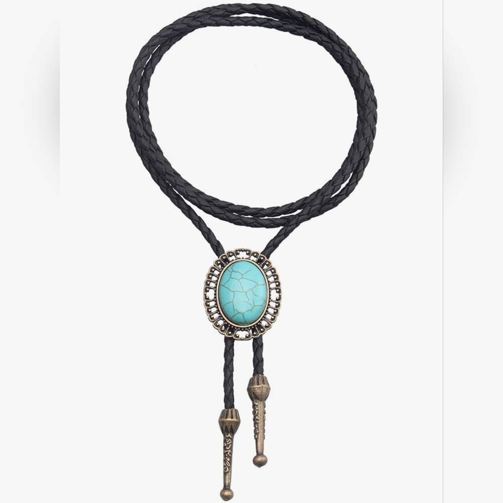 Turquoise and Black Braided Necklace